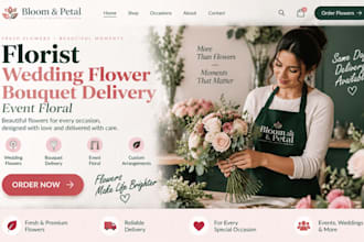 design wix florist website wedding flower  bouquet delivery event floral website