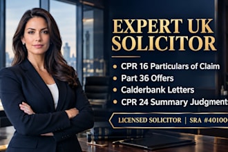 draft a calderbank letter without prejudice settlement negotiation as UK lawyer