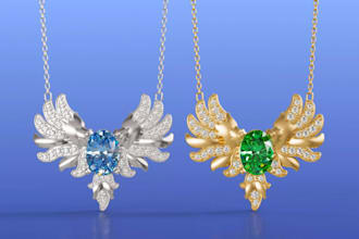 made cocktail party jewelry set, diamond ring, necklace stone setting in matrix