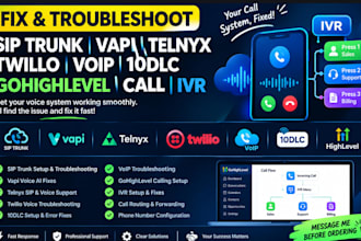 fix, troubleshoot sip trunk vapi telynx twillo voip 10dlc gohighlevel call ivr
