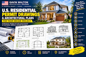 create US residential permit drawings and architectural plans