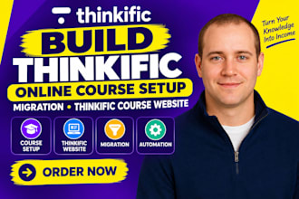 build thinkific online course setup, migration, thinkific course website