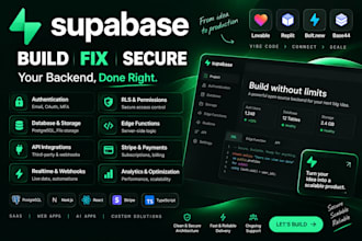 build, fix and secure supabase backend, auth, rls, database and API integration