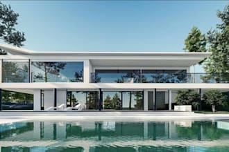 remodel luxury villa exterior, mansion cgi render for real estate sales,3d pool