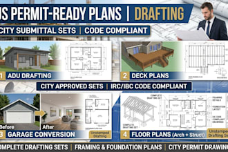 draw permit ready floor plan adu and garage conversion plans