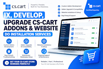 develop, fix code, upgrade, cs cart addons and do website installation services