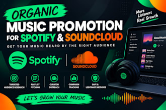 do organic music promo apple music, spotify music  on soundcloud promotion