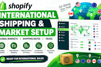 set up shopify international shipping, markets, taxes and global selling  rates