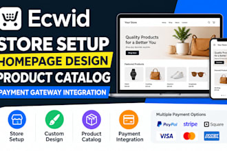 setup ecwid website homepage design product catalog payment gateway integration