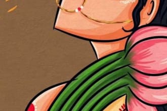 draw a beautiful modern art with acrylic medium