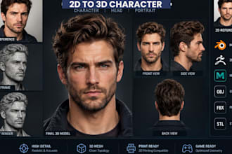 convert 2d to 3d head model 2d to 3d character model picture to 3d model