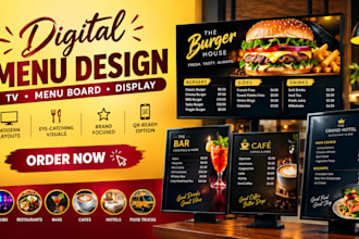 do digital menu design for clubs, restaurants, bar, cafe, hotels and food truck