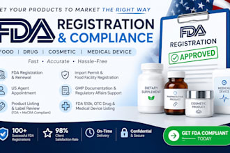handle fda registration, US agent, mocra and label review