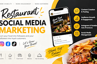 manage restaurant social media marketing, instagram, facebook and ads