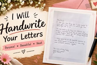 handwrite your letters in beautiful handwriting