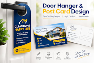 create door hanger, postcard, rack card