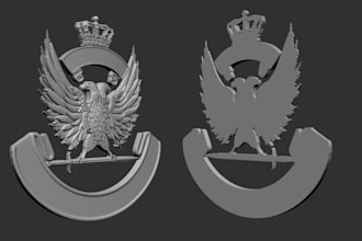 create 3d bas relief coat of arms, family crest, badge stl model for cnc carving