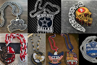 design custom hype chain turnover chain necklace pendant 3d print 3mf stl in 24h