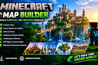 be your professional minecraft map, builder build survival or creative minecraft