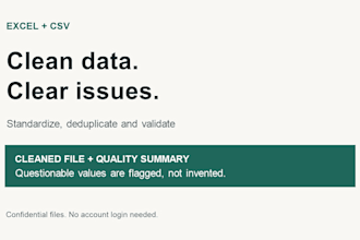 clean standardize and validate your excel or CSV data