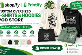 design printify  custom oversized tshirt hoodies  shopify apparel pod store