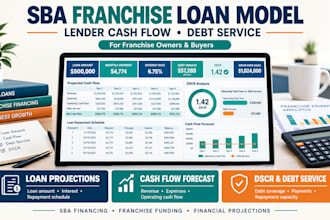 build sba loan model, lender cash flow forecast, debt service for franchise smes