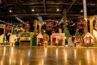 render modem christmas exhibition stall, mall display design, kiosk decoration