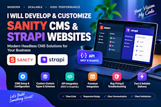develop and customize sanity cms and strapi websites