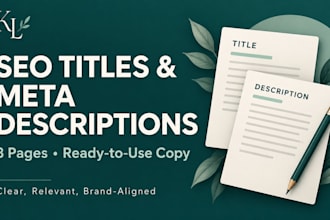 write SEO titles and meta descriptions for 3 website pages