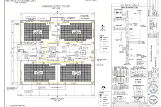 create commercial solar pv permit drawings, site layout and electrical plans