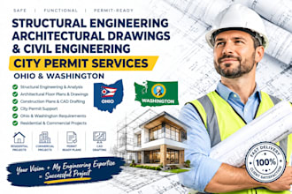 structural engineering, architectural drawing, city permit in ohio, washington