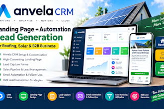 landing page anvela crm automation lead generation roofing solar b2b business