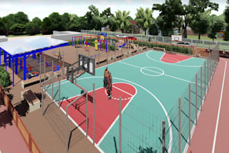 design 3d childrens playground project,engaging play area using equipment render