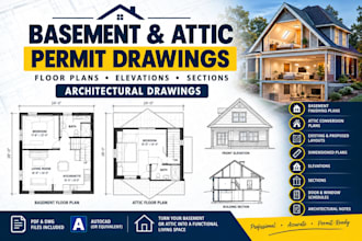 create basement finishing and attic conversion permit drawings