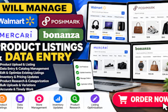 manage walmart poshmark mercari data entry bonanza product listings
