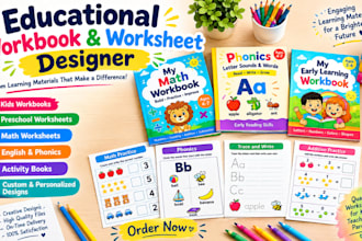 design educational worksheets and workbooks for kids