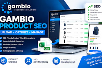 do gambio product seo upload and catalog management, fix gambio catalog issues