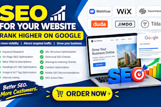 seo for webflow wix squarespace duda jimdo tilda websites to rank