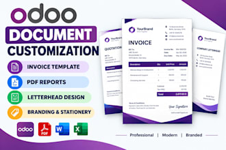customize odoo invoice template, PDF reports and letterhead branding