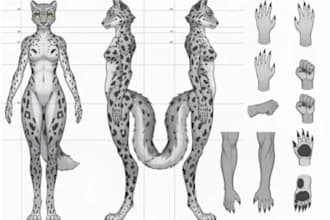 create furry character, fursona, oc and reference sheet