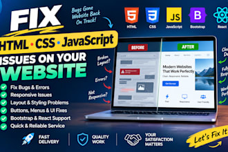 fix HTML CSS javascript issues on your website