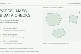 prepare parcel maps, check coordinate data and deliver kml kmz files