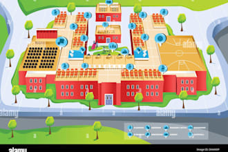 design corporate campus map, office location map and school collage map