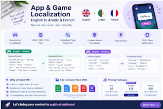 translate and localize your app or game into arabic and french