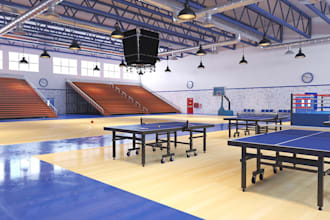 design 3d paddle court club, pickleball, baseball sports complex facility render