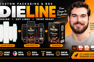 create custom packaging dieline, die cut lines and print ready files