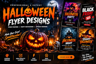 design halloween flyer event poster party invitation spooky black friday designs