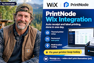 setup wix printnode and fix auto receipt printer