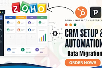 setup zoho hubspot pipedrive crm workflow automation zoho books