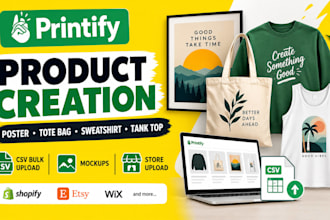 printify poster totebag sweatshirt tanktop creation CSV product mockups upload